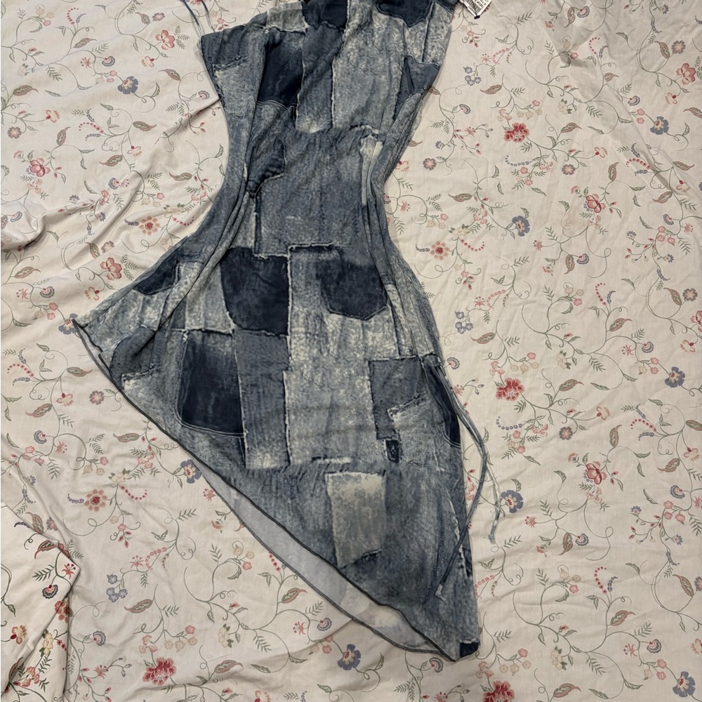 Fashion Nova Asymmetrical Patchwork Dress - Blue